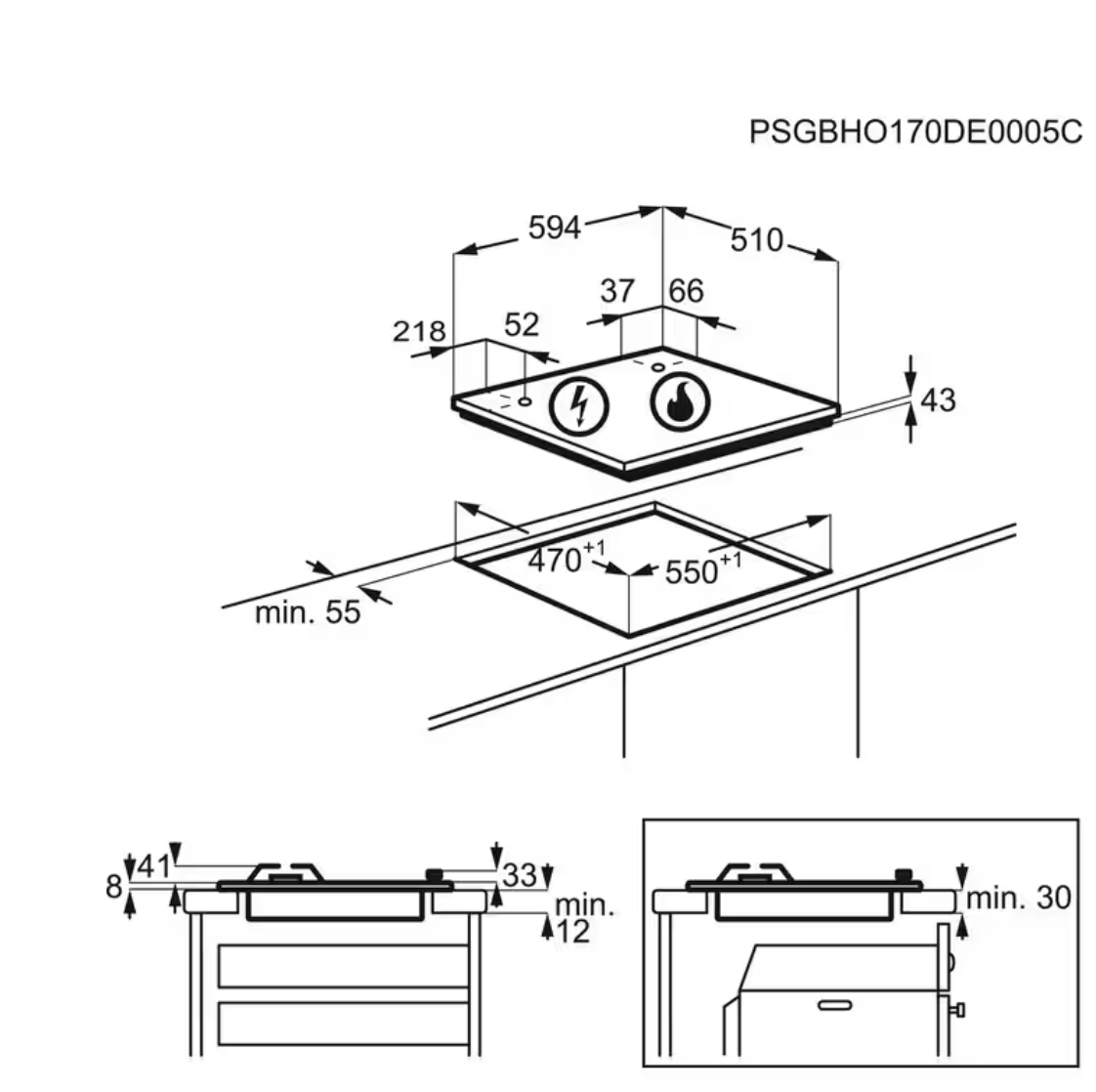 ELECTROLUX KGS6404SX 300 gaskookplaat - 60cm ELECTROLUX KGS6404SX 300 gaskookplaat - 60cm