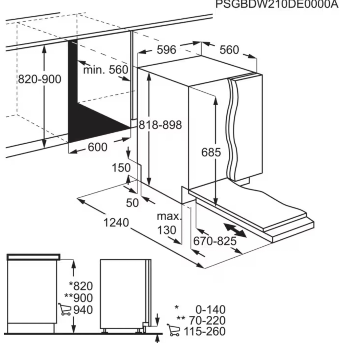 AEG F76SV708P 7000 vaatwasser volledig integreerbaar