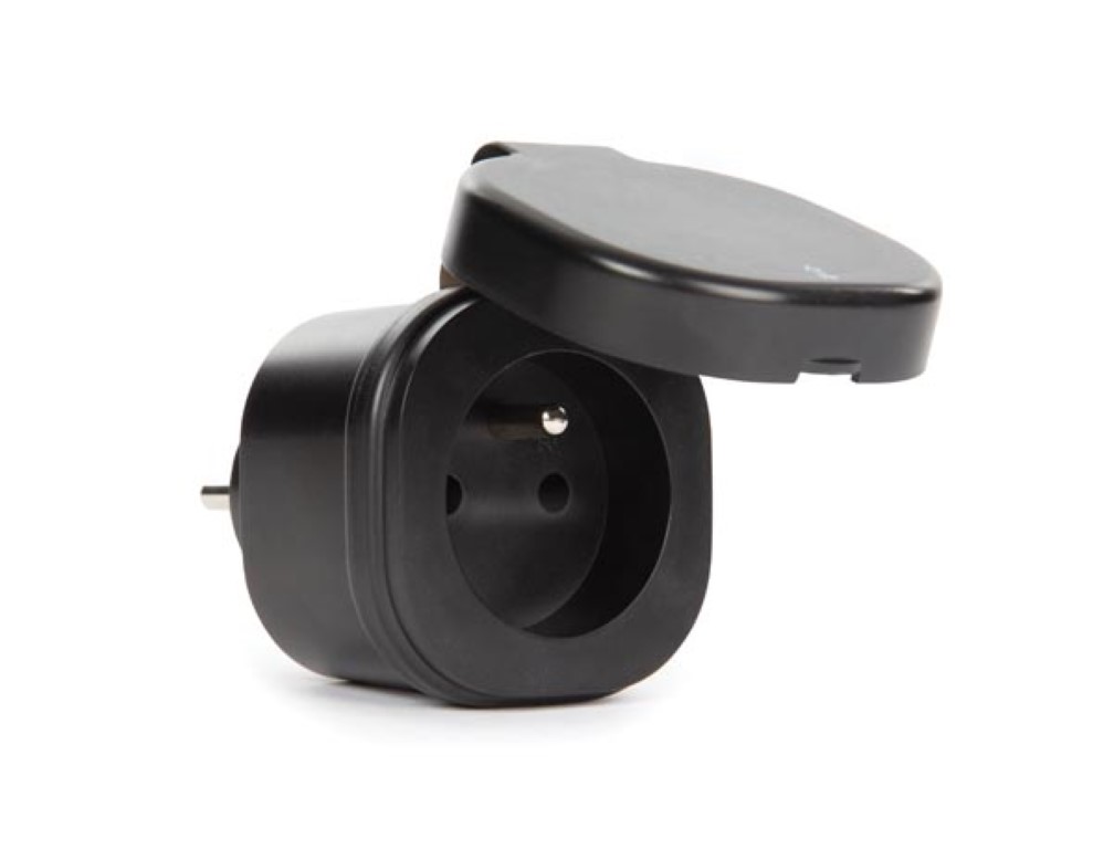 PEREL SMART1002 Smart wifi-stekker, 13 A, 3000 W, IP44, voor gebruik buitenshuis, Franse aarding type E, zwart