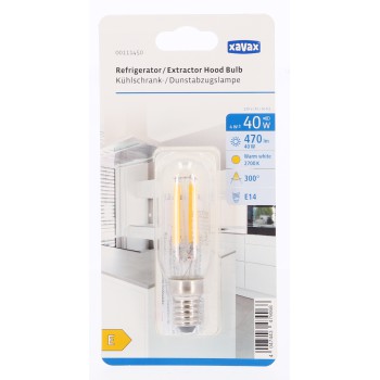 XAVAX 00111450 Xavax Led-gloeidraad, E14, 470lm vervangt 40W, voor koelkast/afzuigkap