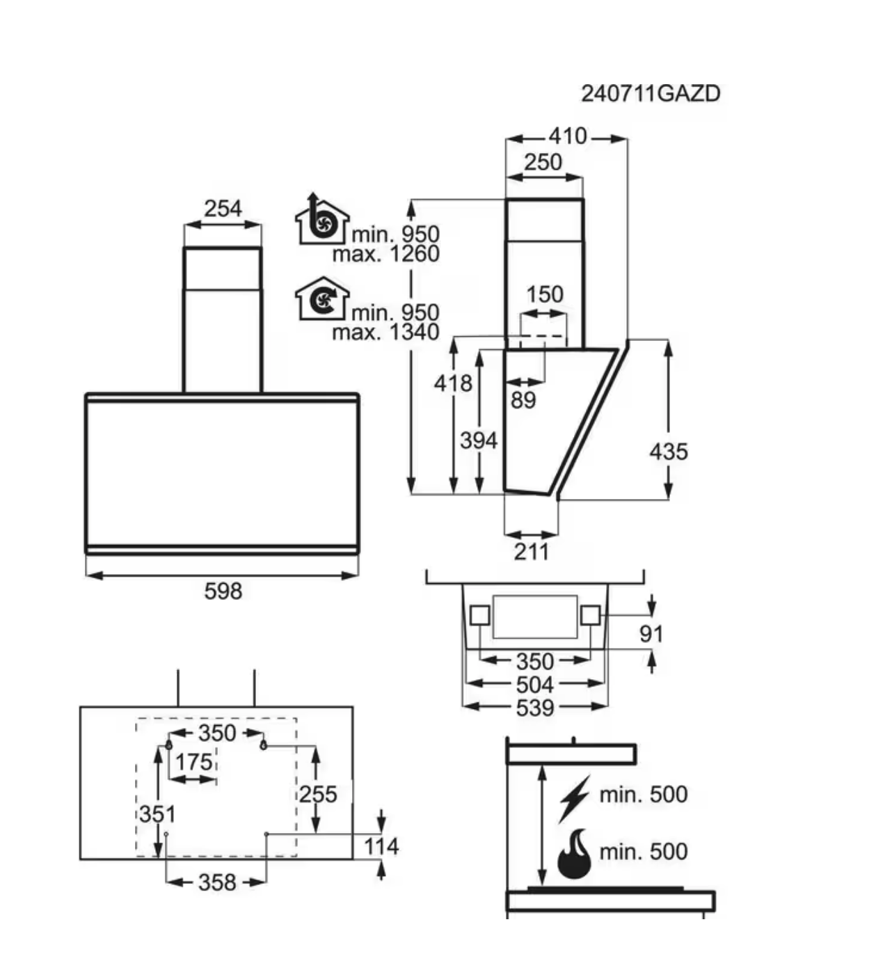 AEG GV77D61SZ 7000 headfree dampkap - 60cm