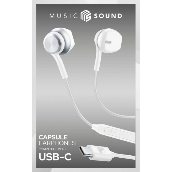 CELLULARLINE 00030108 Capsule, in-ear HPH bedraad USB-C, wit