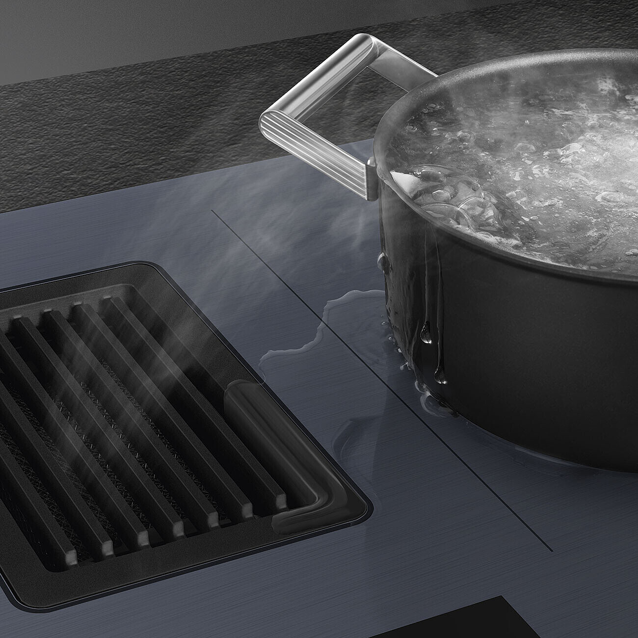 SMEG HOBD182DG kookplaat met afzuiging - 80cm