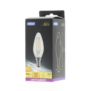 XAVAX 00112822 Xavax Led-gloeidraad, E14, 806lm vervangt 60W, kaarslamp, warm wit