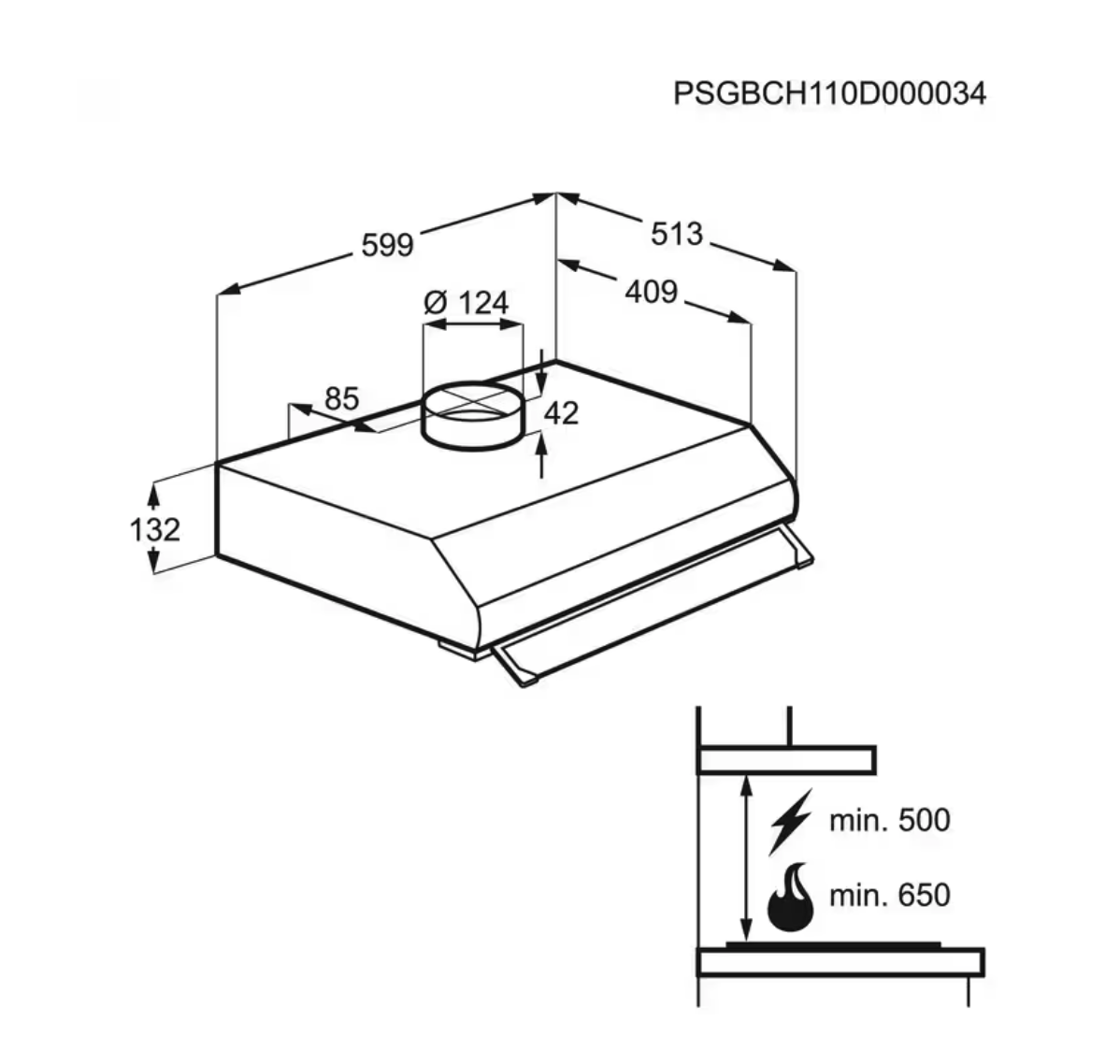ELECTROLUX LFU226K 300 onderbouw dampkap - 60cm ELECTROLUX LFU226K 300 onderbouw dampkap - 60cm