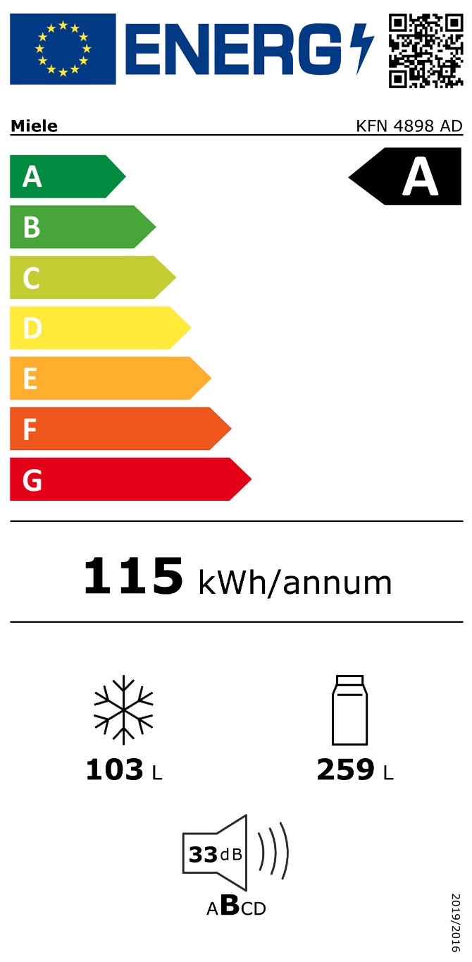 MIELE KFN4898ADBRWS vrijstaande koel-/vriescombinatie - 201cm
