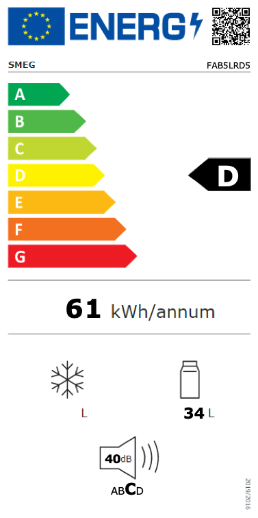 SMEG FAB5LRD5 vrijstaande koelkast zonder vriesvak - 73cm