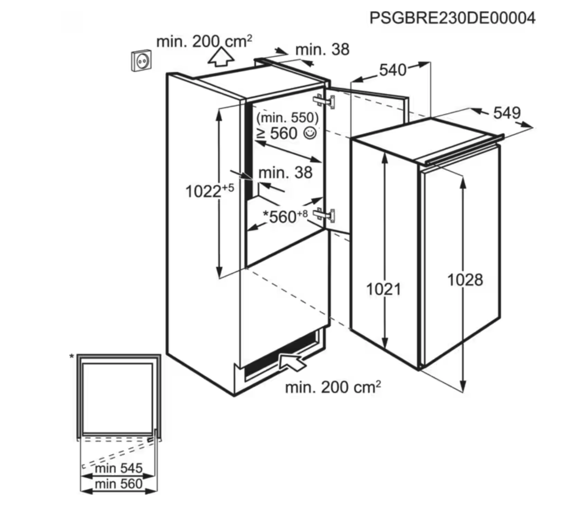 ELECTROLUX EFB3AE10S1 500 koelkast met vriesvak  - 103cm ELECTROLUX EFB3AE10S1 500 koelkast met vriesvak  - 103cm