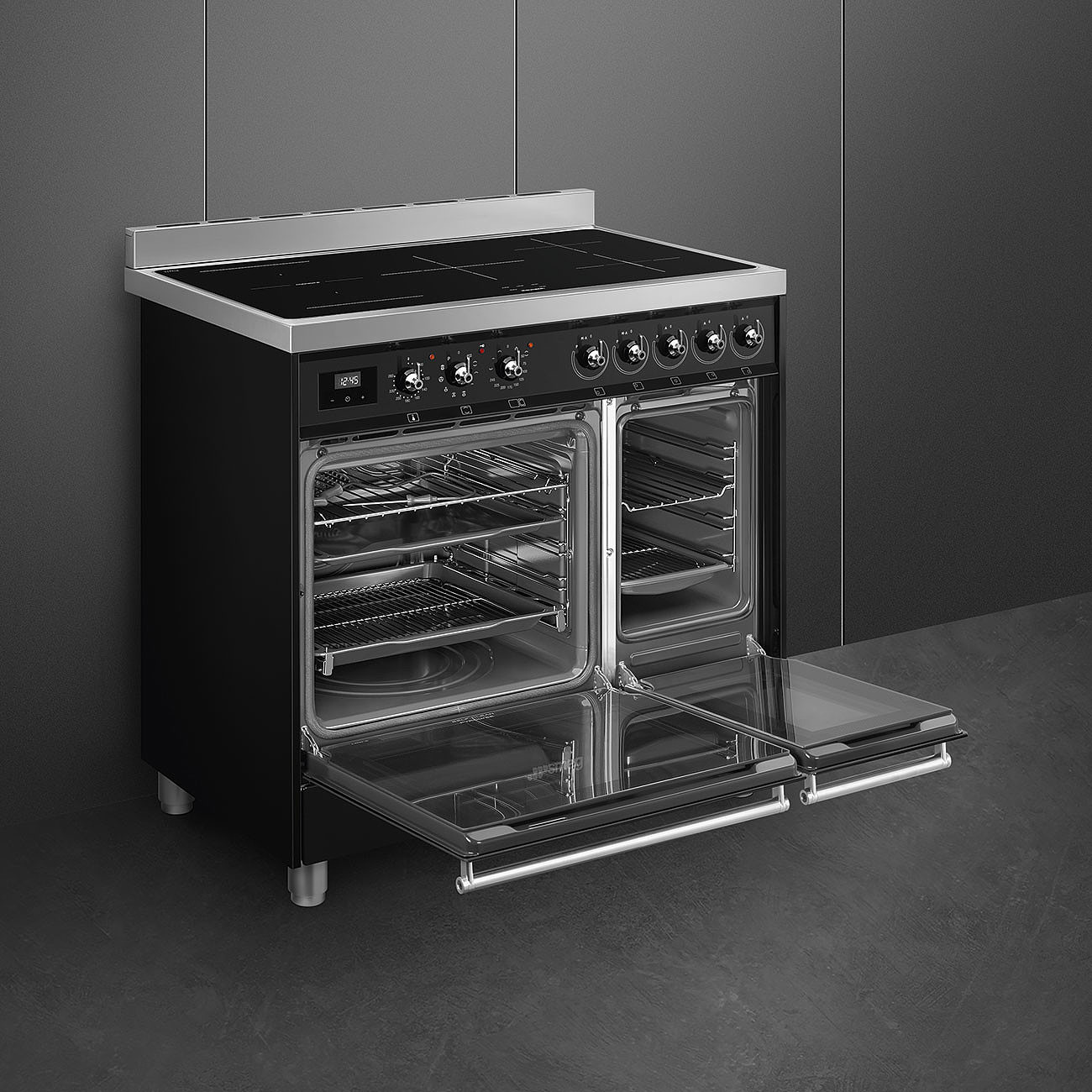 SMEG C92IPBL9-1 fornuis met inductie kookplaat - 90cm
