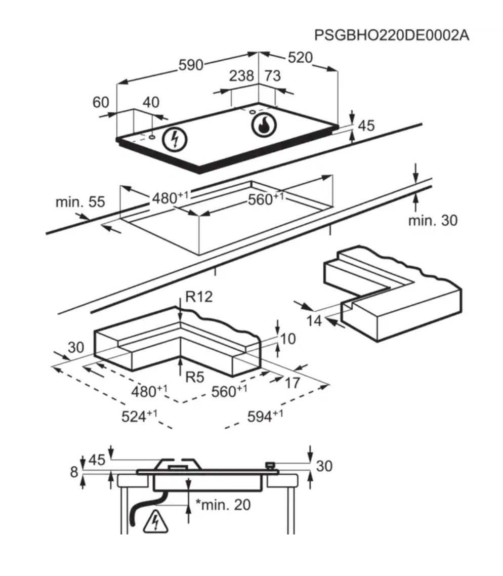 AEG HKB64453NB 8000 gaskookplaat - 60cm AEG HKB64453NB 8000 gaskookplaat - 60cm