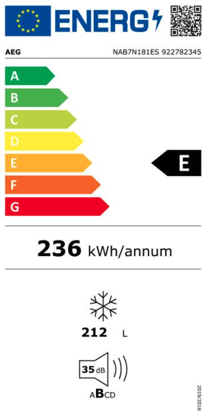 AEG NAB7N181ES 7000 inbouw vriezer - 178cm