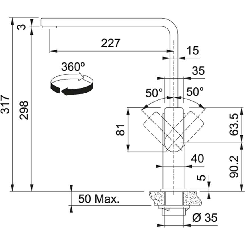 FRANKE 301869 MYTHOS ééngreepsmengkraan - keuken FRANKE 301869 MYTHOS ééngreepsmengkraan - keuken