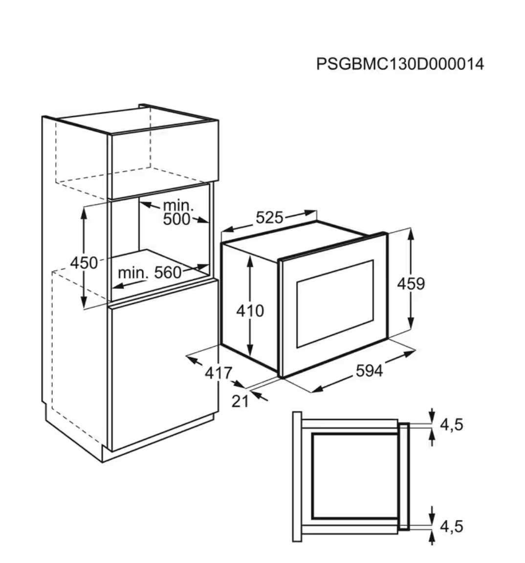 ELECTROLUX KMFE264TEK 800 microgolfoven - 45cm ELECTROLUX KMFE264TEK 800 microgolfoven - 45cm