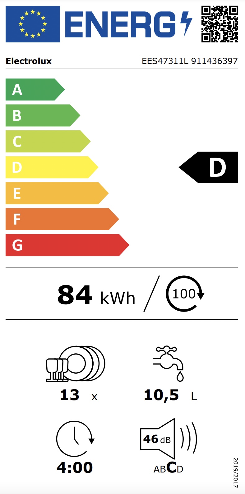 ELECTROLUX EES47311L 600 vaatwasser volledig integreerbaar ELECTROLUX EES47311L 600 vaatwasser volledig integreerbaar