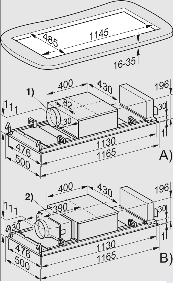 MIELE DAC2240WSMA plafonddampkap - 115cm MIELE DAC2240WSMA plafonddampkap - 115cm