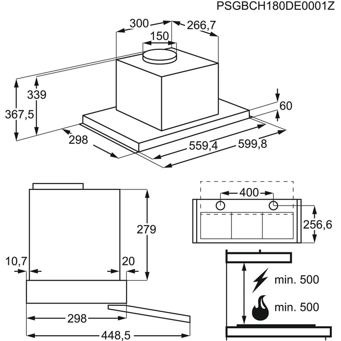AEG DPE4641M 6000 telescopische dampkap - 60cm