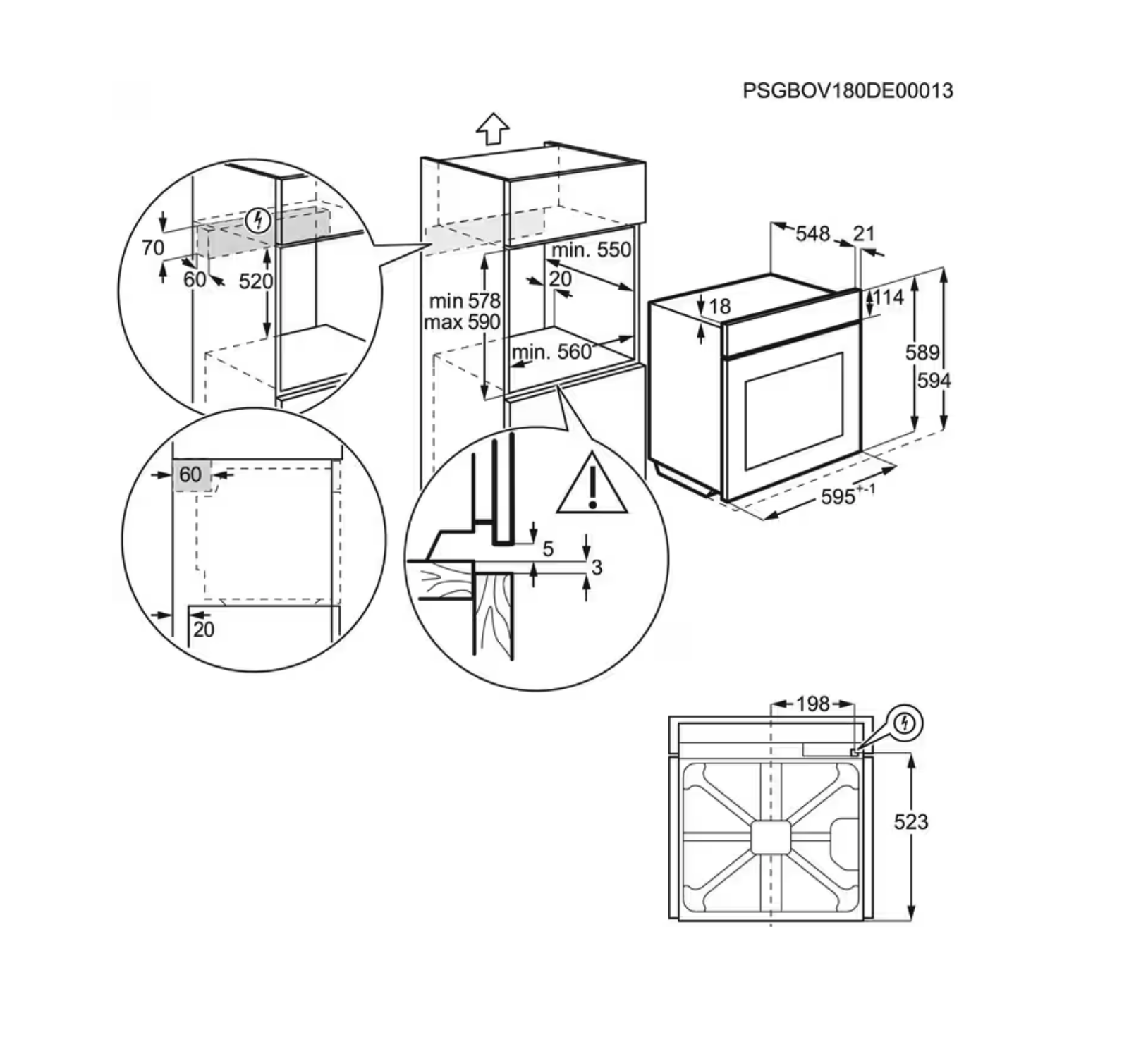 AEG TU5PB401SB 5000 multifunctionele oven - 60cm