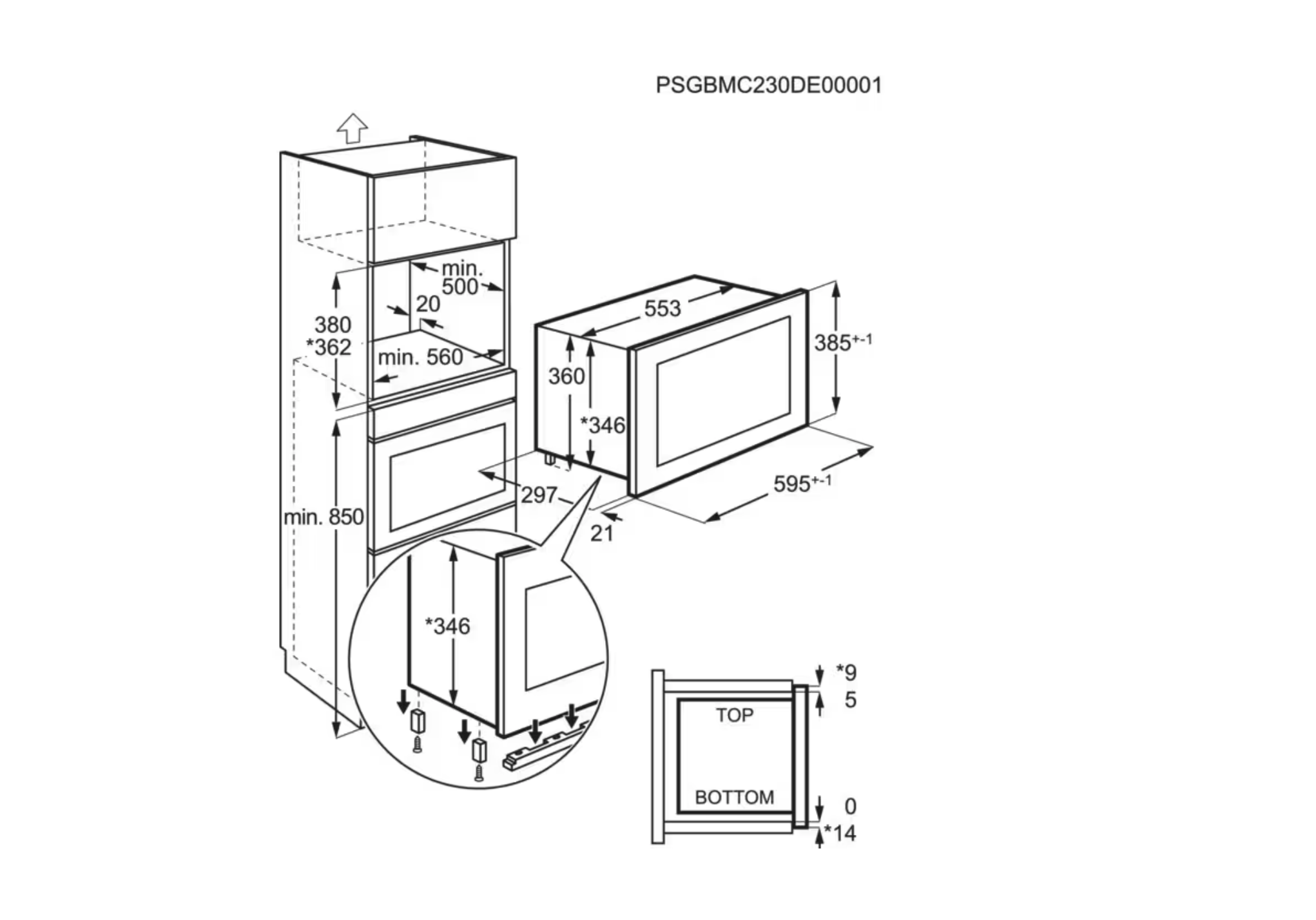 AEG OS5MG20EB 5000 microgolfoven met grill - 38cm AEG OS5MG20EB 5000 microgolfoven met grill - 38cm