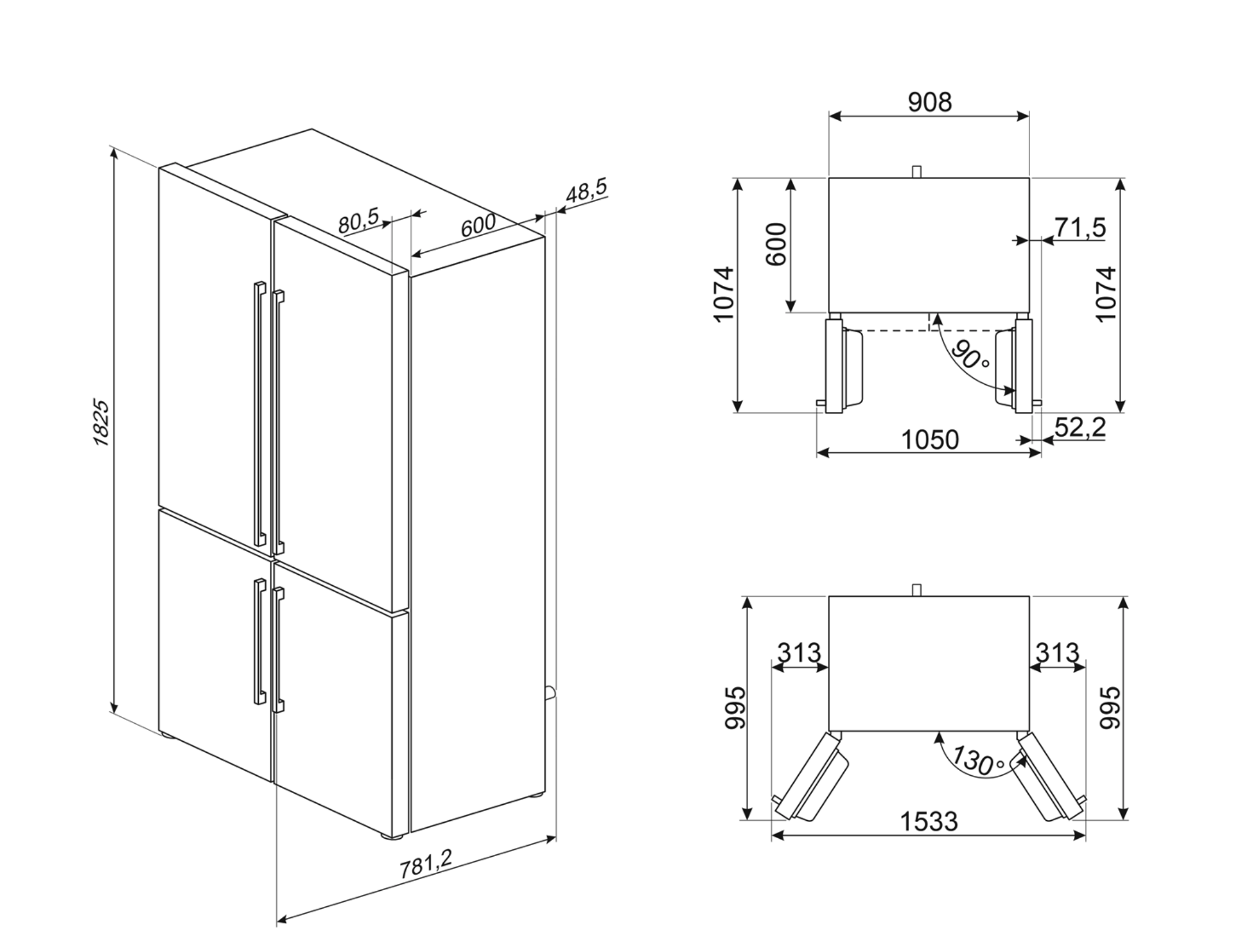 SMEG FQ60BDE side-by-side - 182cm SMEG FQ60BDE side-by-side - 182cm