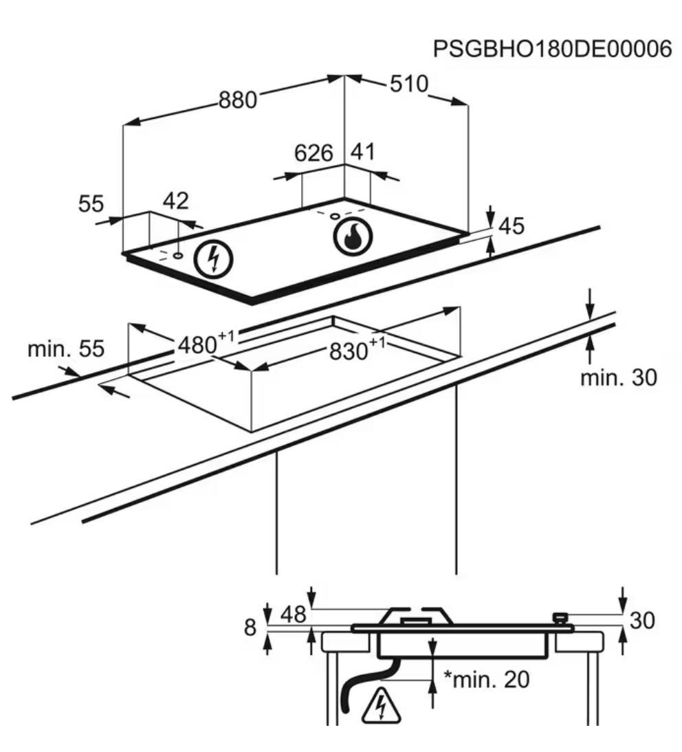 ELECTROLUX KGG95372K 600 gaskookplaat - 90cm ELECTROLUX KGG95372K 600 gaskookplaat - 90cm
