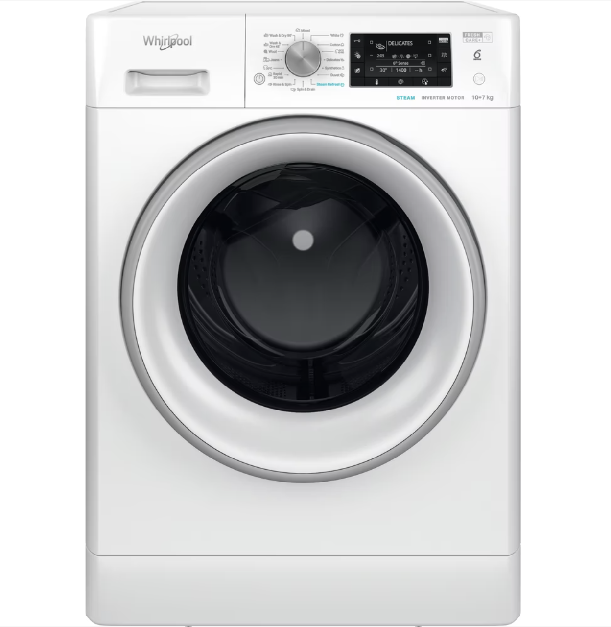WHIRLPOOL FFWDD1076258SVEE was- droogcombinatie