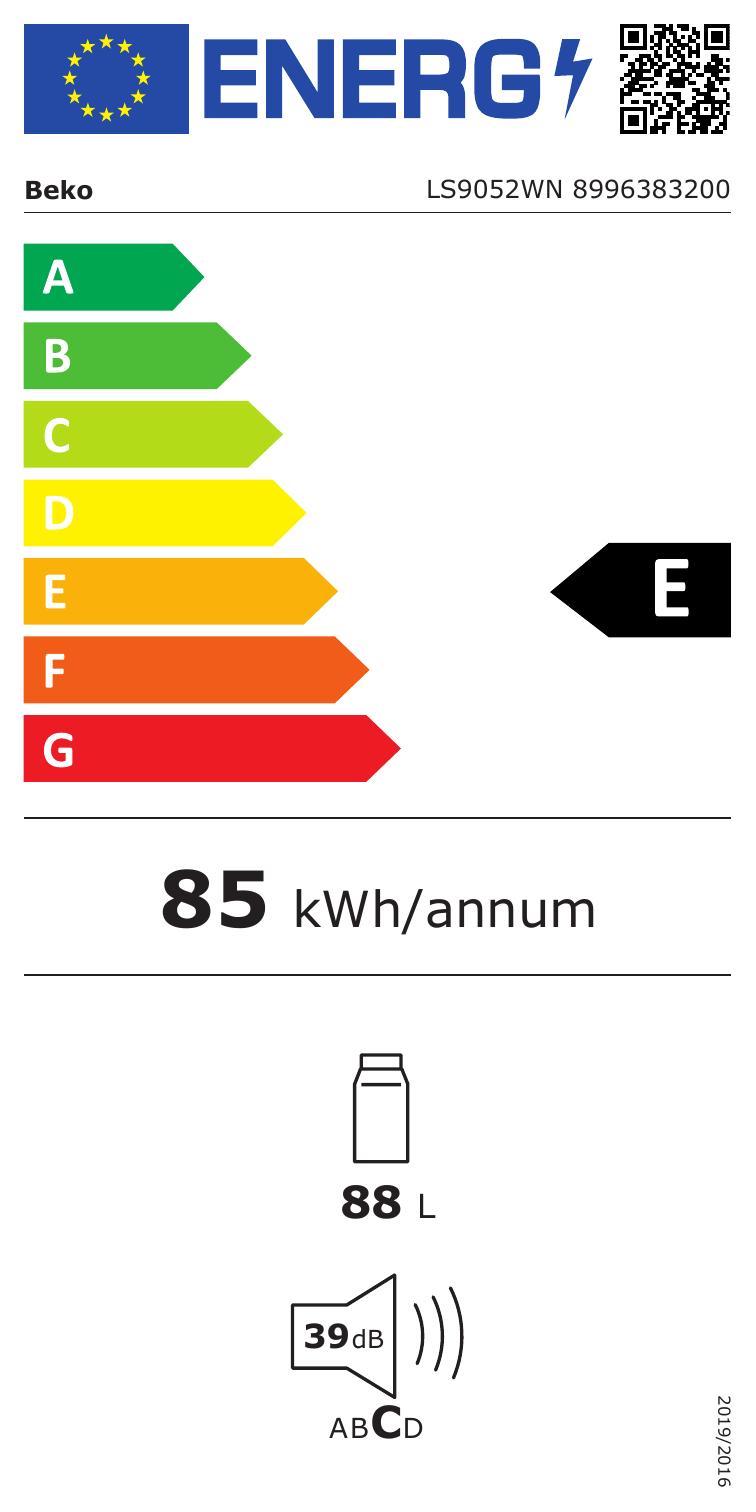 BEKO LS9052WN vrijstaande koelkast zonder vriesvak - 85cm