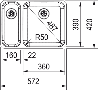 FRANKE LAX160DR1 LARGO spoelbak