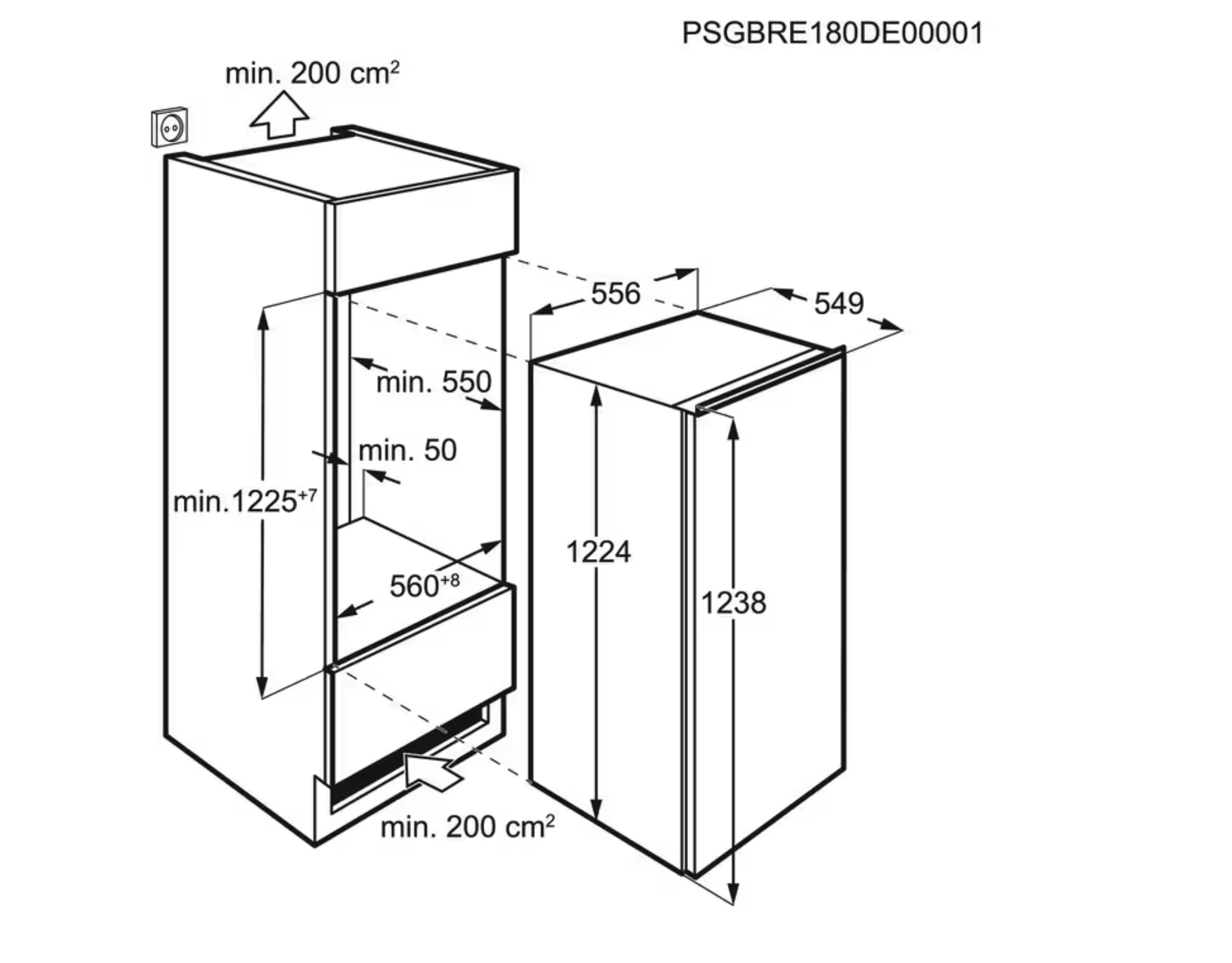 AEG TSF5O12EF 5000 koelkast met vriesvak  - 122cm