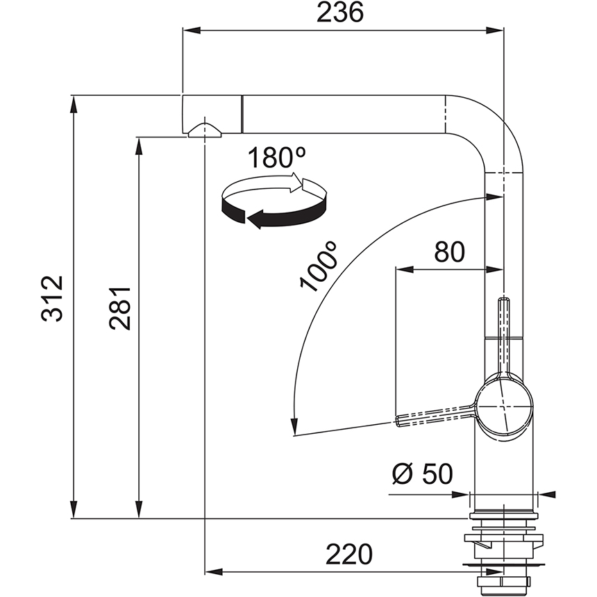 FRANKE 301013 ACTIVE ééngreepsmengkraan - keuken FRANKE 301013 ACTIVE ééngreepsmengkraan - keuken