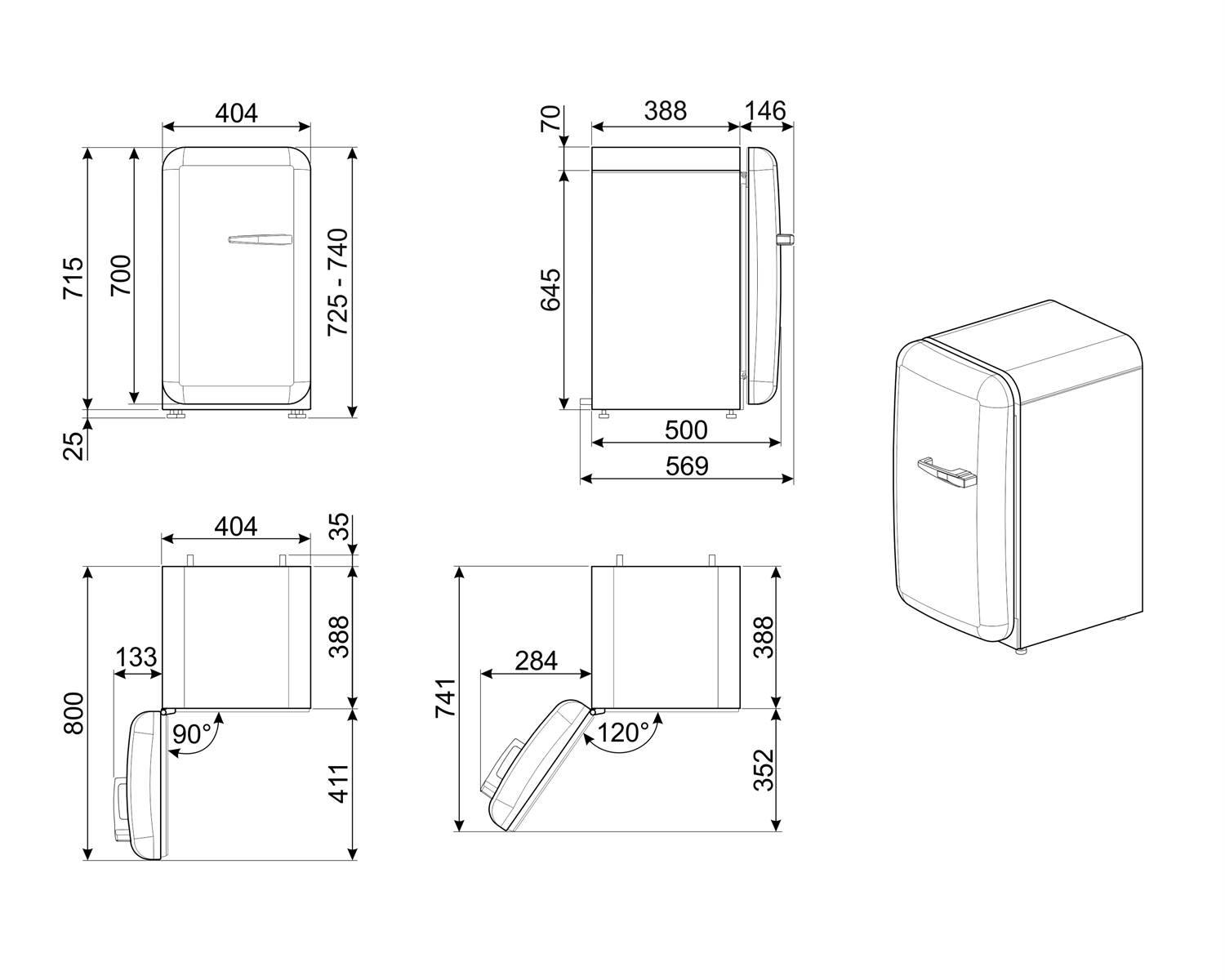 SMEG FAB5LRD5 vrijstaande koelkast zonder vriesvak - 73cm