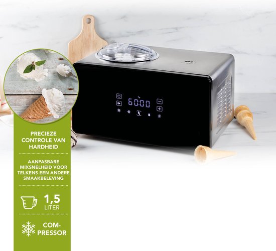DOMO  DO9252I IJsmachine Ice Cream Genius - Met yoghurtprogramma - 1.5 L - Display DOMO  DO9252I IJsmachine Ice Cream Genius - Met yoghurtprogramma - 1.5 L - Display