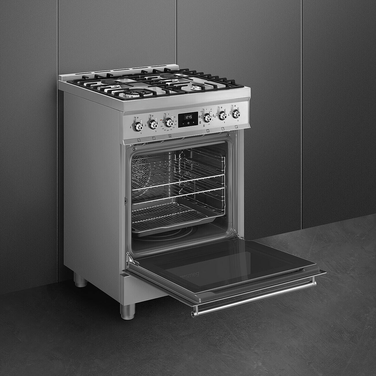 SMEG C6GMX2 fornuis met gaskookplaat - 60cm SMEG C6GMX2 fornuis met gaskookplaat - 60cm