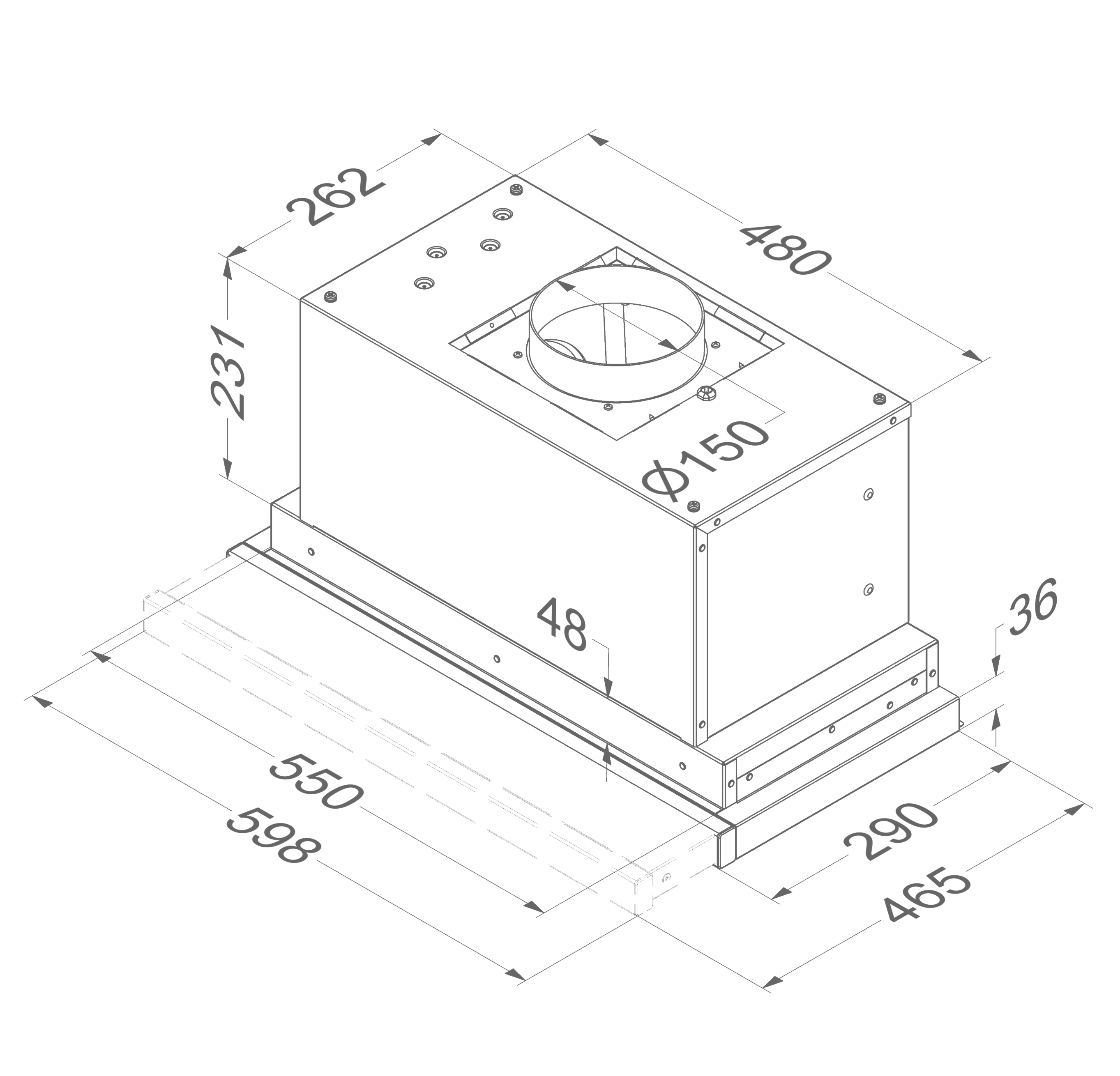 NOVY 650 telescopische dampkap - 60cm NOVY 650 telescopische dampkap - 60cm