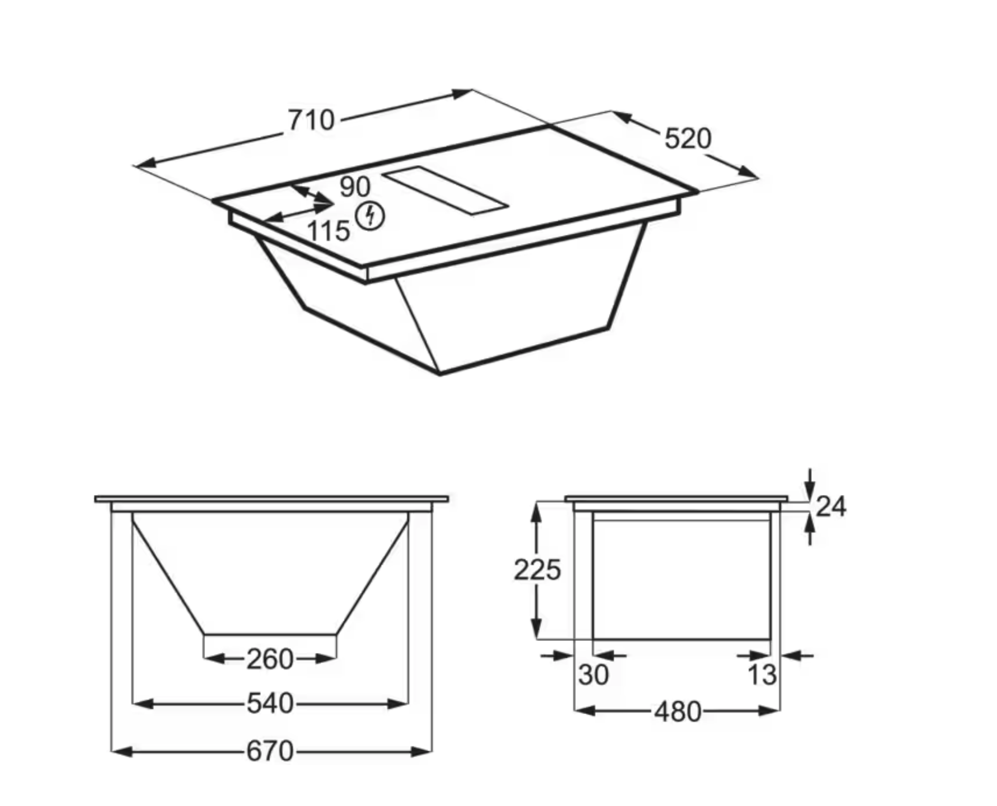 AEG TCH74B01FB 6000 kookplaat met afzuiging - 70cm AEG TCH74B01FB 6000 kookplaat met afzuiging - 70cm