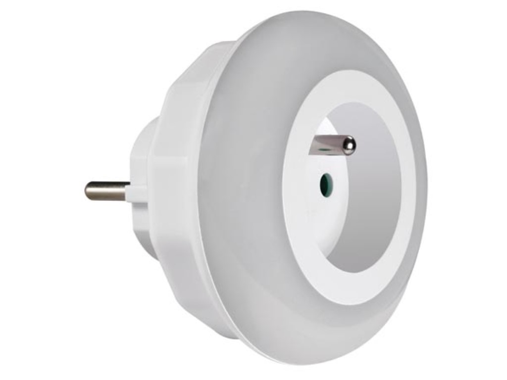 PEREL ENL1 Led-nachtlampje met stopcontact en schemersensor, automatische inschakeling als het donker wordt, keuze uit drie verschillende kleuren: groen, blauw, wit, ideaal voor woonkamer, slaapkamer, kinderkamer, gang, penaarde