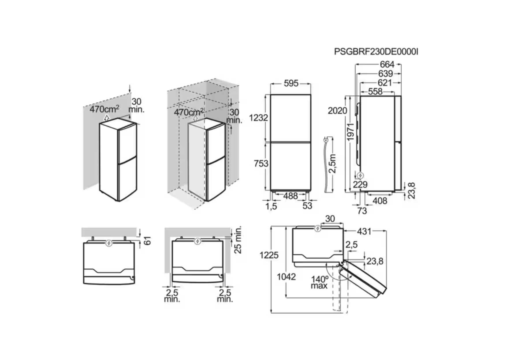 AEG ORC8M362BL 8000 vrijstaande koel-/vriescombinatie - 202cm