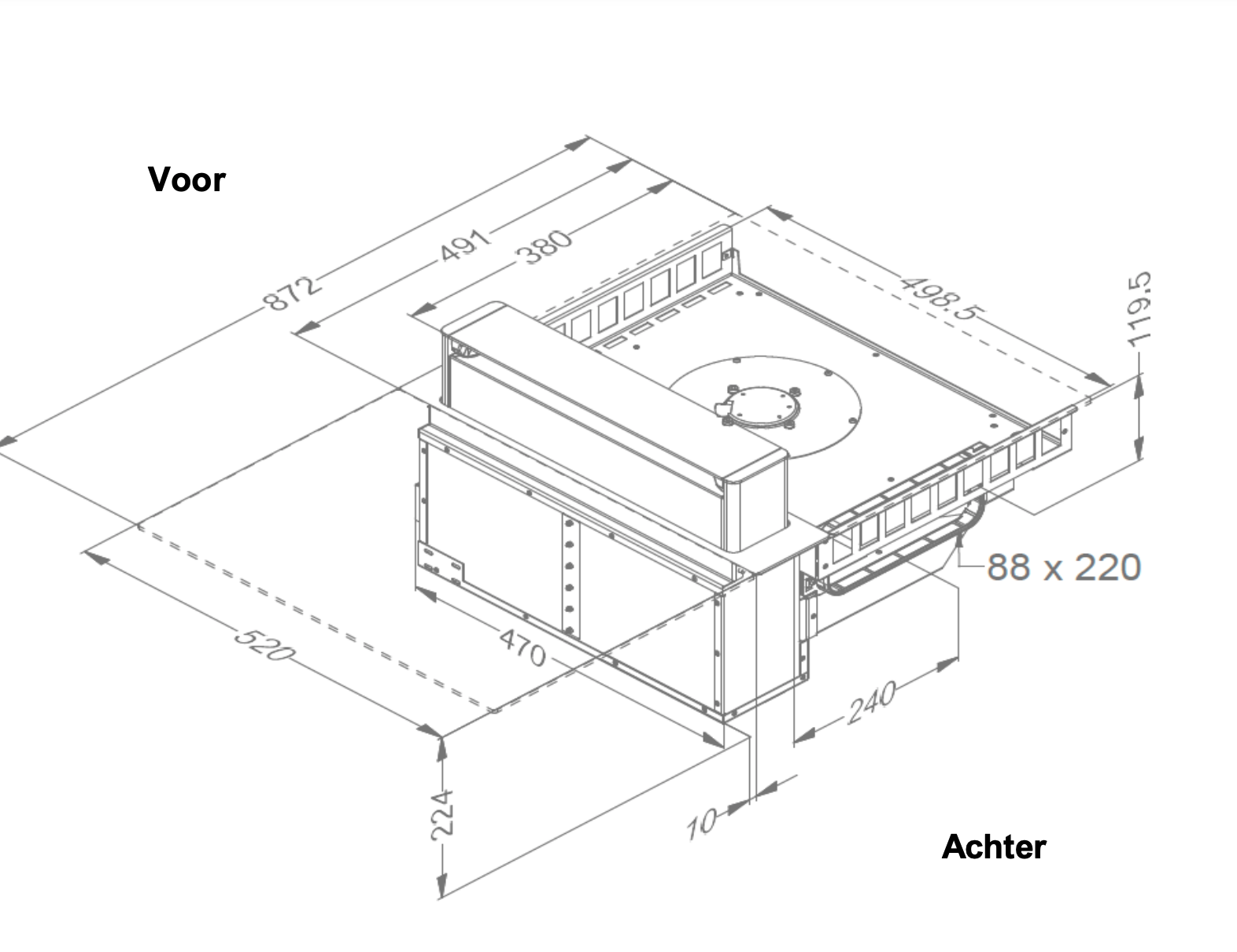 NOVY 40002 kookplaat met afzuiging - 87cm