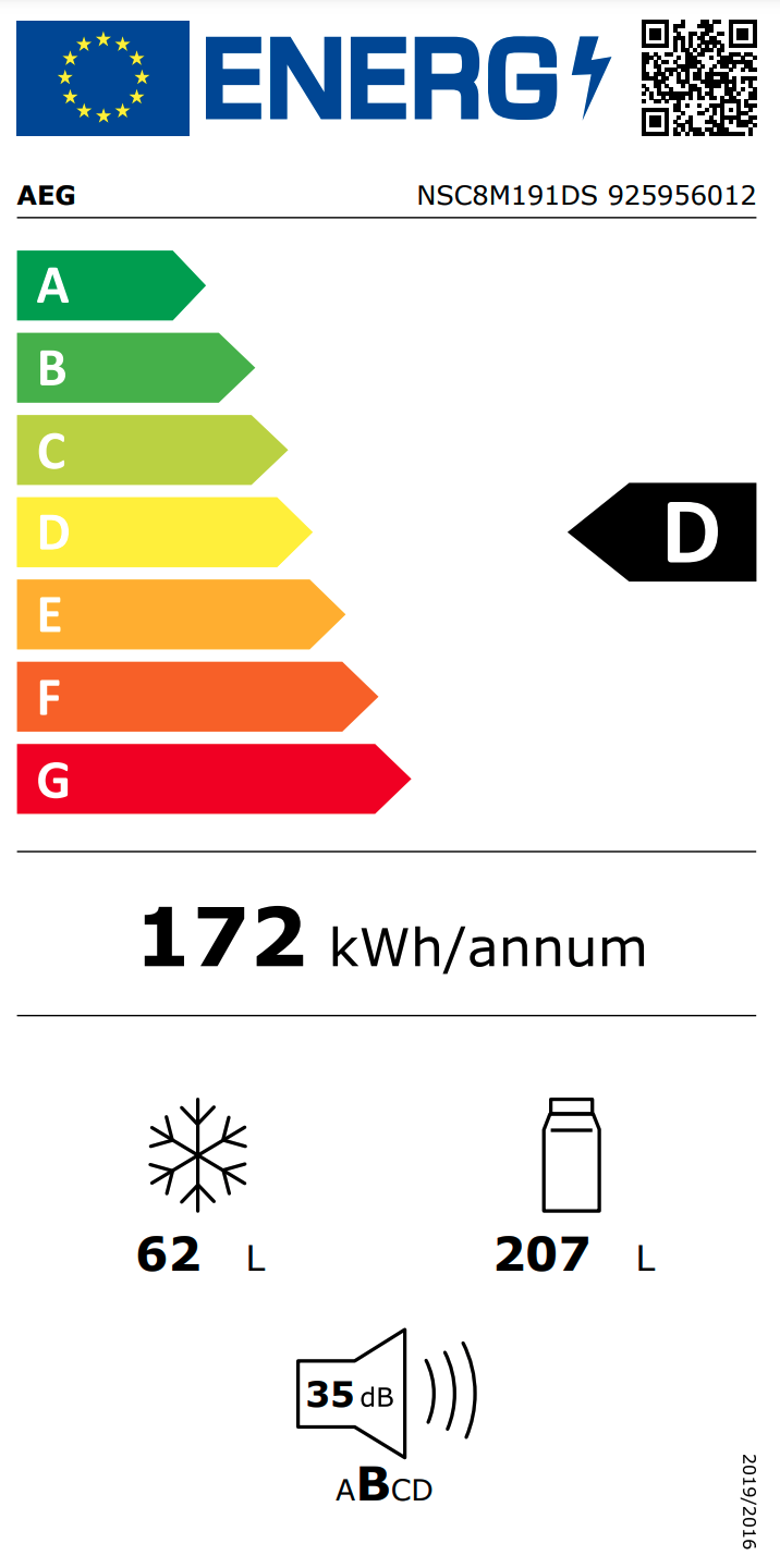 AEG NSC8M191DS 8000 koel-/vriescombinatie - 190cm AEG NSC8M191DS 8000 koel-/vriescombinatie - 190cm