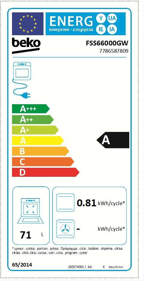 BEKO FSS66000GW fornuis met electrische kookplaat - 60cm BEKO FSS66000GW fornuis met electrische kookplaat - 60cm