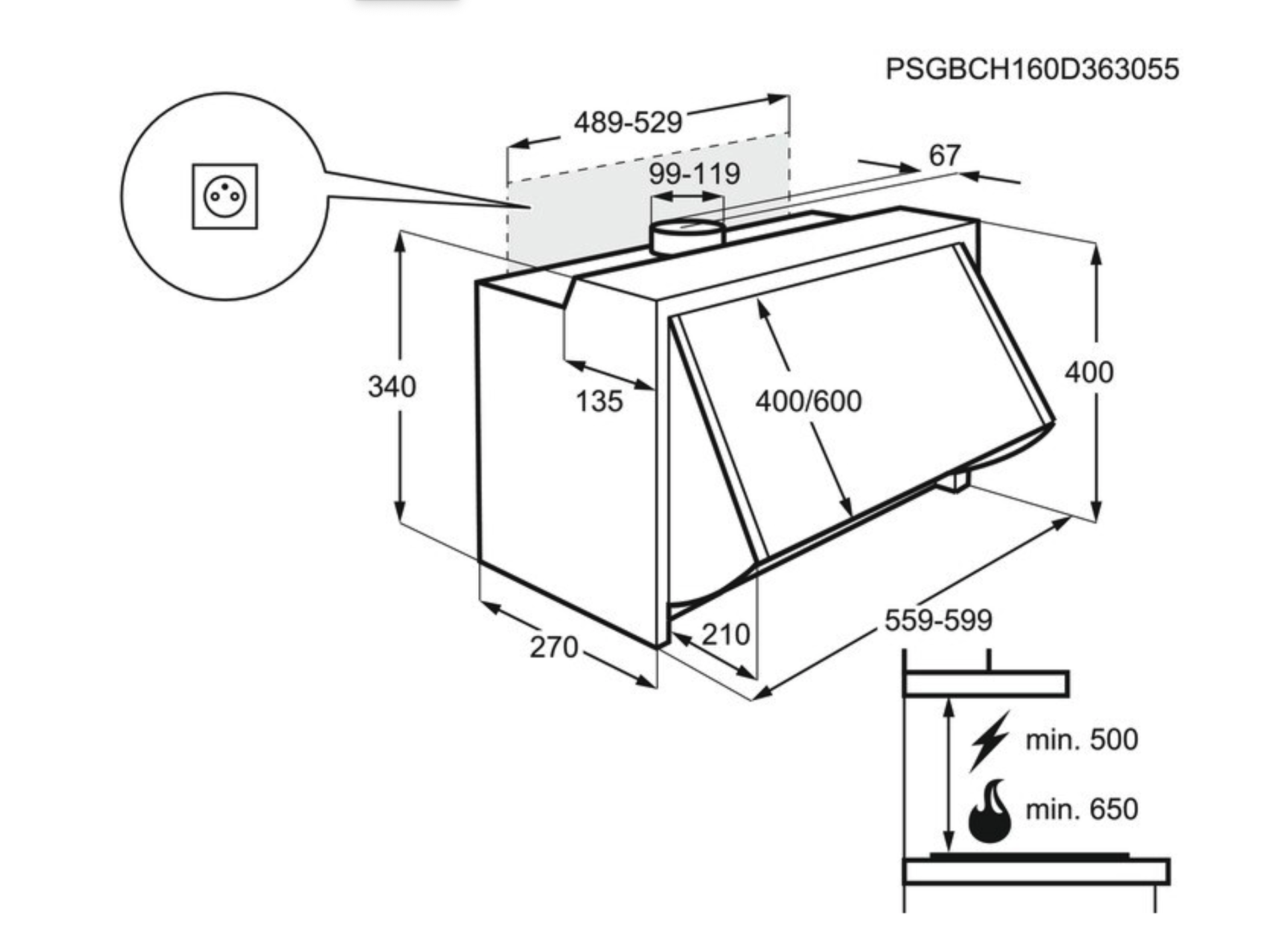 ELECTROLUX LFE216S 300 geïntegreerde dampkap - 60cm ELECTROLUX LFE216S 300 geïntegreerde dampkap - 60cm