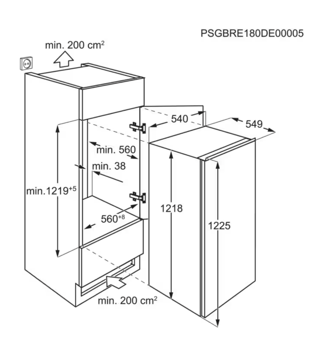 ELECTROLUX LFB3AE12S 500 koelkast met vriesvak  - 122cm