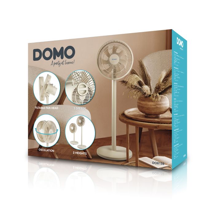 DOMO  DO8158 Statiefventilator 2-in-1 "Sand Storm" - Ø 30,5 cm