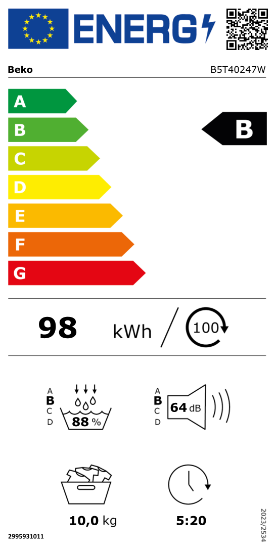 BEKO B5T40247W droogkast