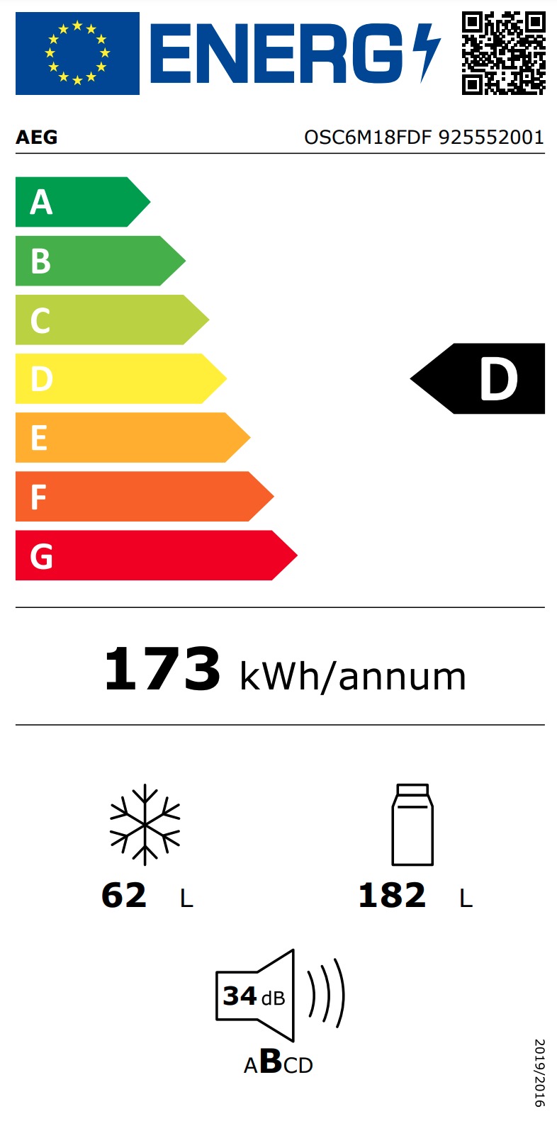 AEG OSC6M18FDF 6000 koel-/vriescombinatie - 178cm AEG OSC6M18FDF 6000 koel-/vriescombinatie - 178cm