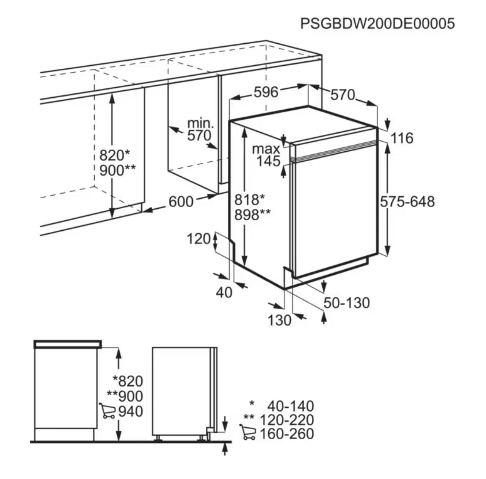 AEG FEE83806PM 9000 vaatwasser met bedieningspaneel AEG FEE83806PM 9000 vaatwasser met bedieningspaneel