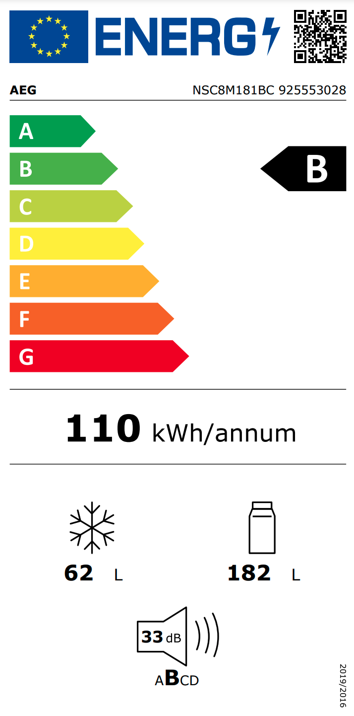 AEG NSC8M181BC 8000 koel-/vriescombinatie - 178cm AEG NSC8M181BC 8000 koel-/vriescombinatie - 178cm