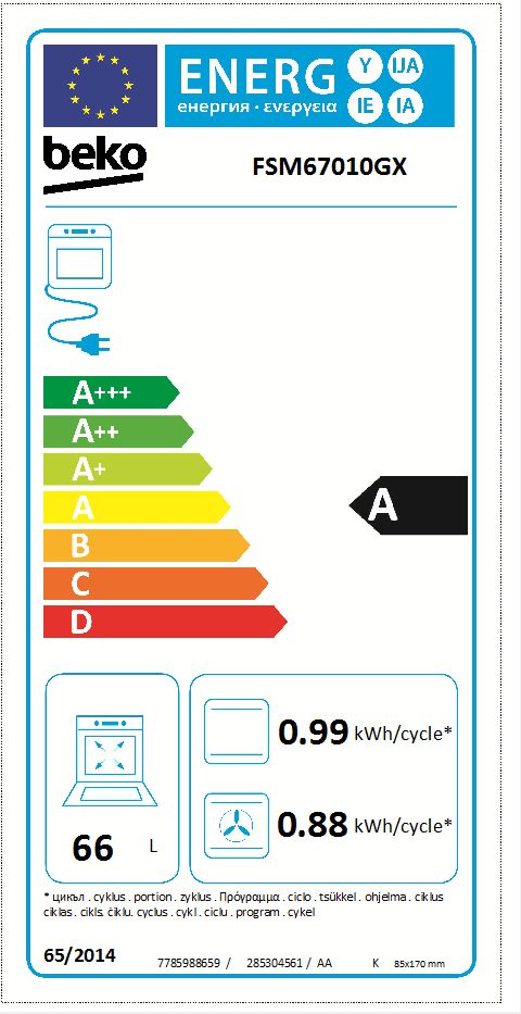 BEKO FSM67010GX fornuis met keramische kookplaat - 60cm BEKO FSM67010GX fornuis met keramische kookplaat - 60cm