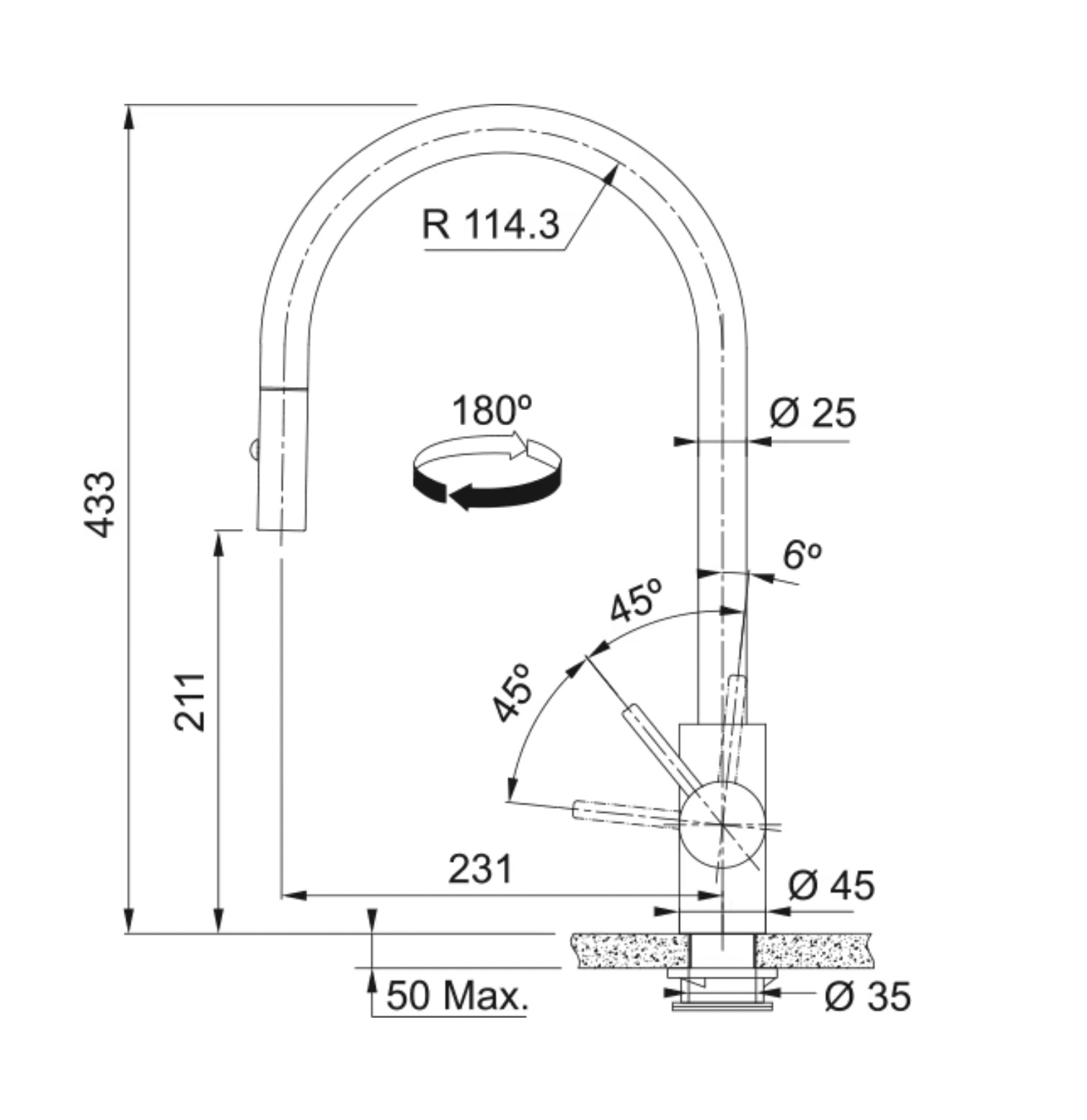 FRANKE 301980 EOS NEO ééngreepsmengkraan - keuken