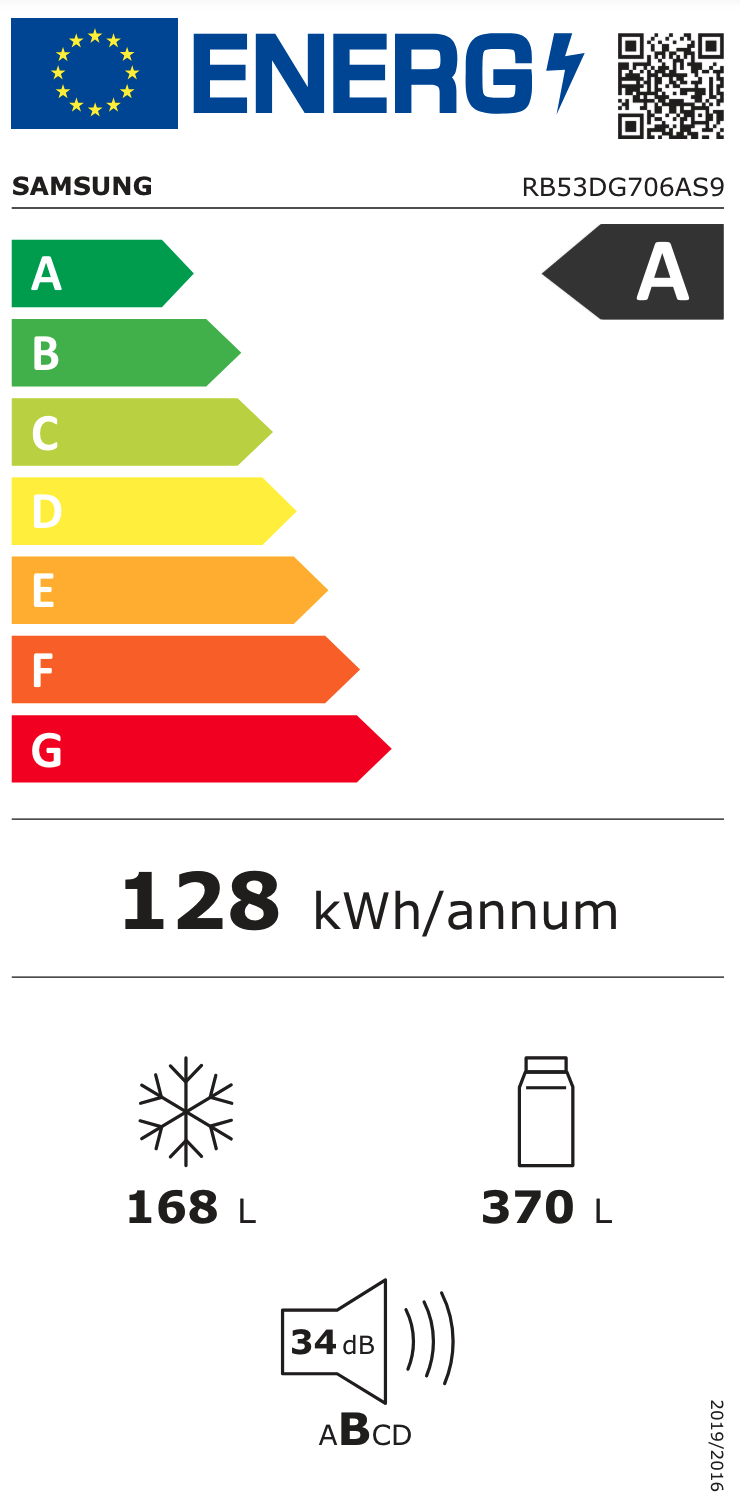 SAMSUNG RB53DG706AS9EF vrijstaande koel-/vriescombinatie - 203cm