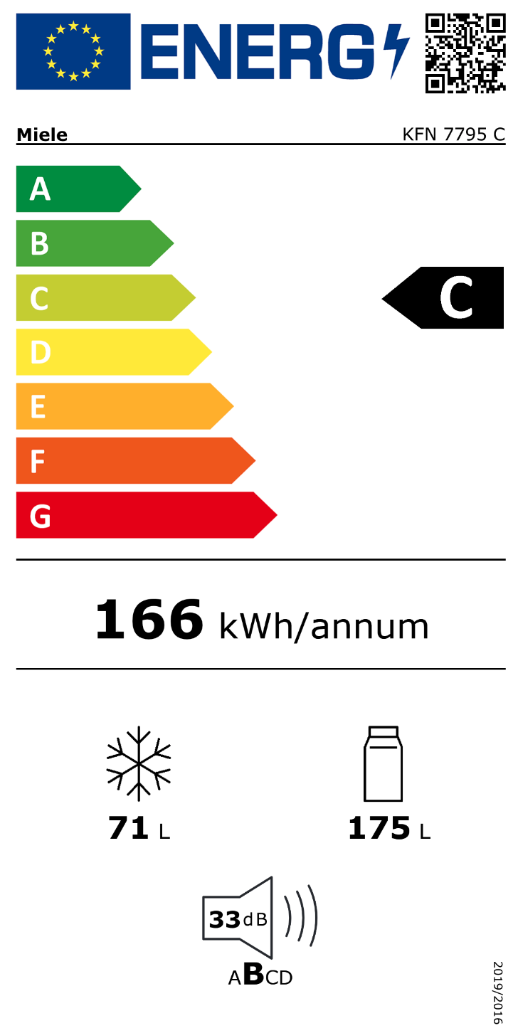 MIELE KFN7795C koel-/vriescombinatie - 178cm
